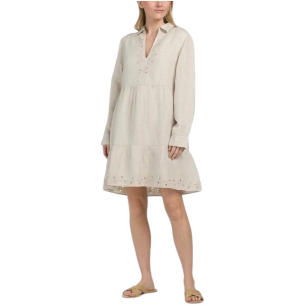 TOMMY BAHAMA Linen Blend St. Lucia Embroidered Collared Cover-up Dress